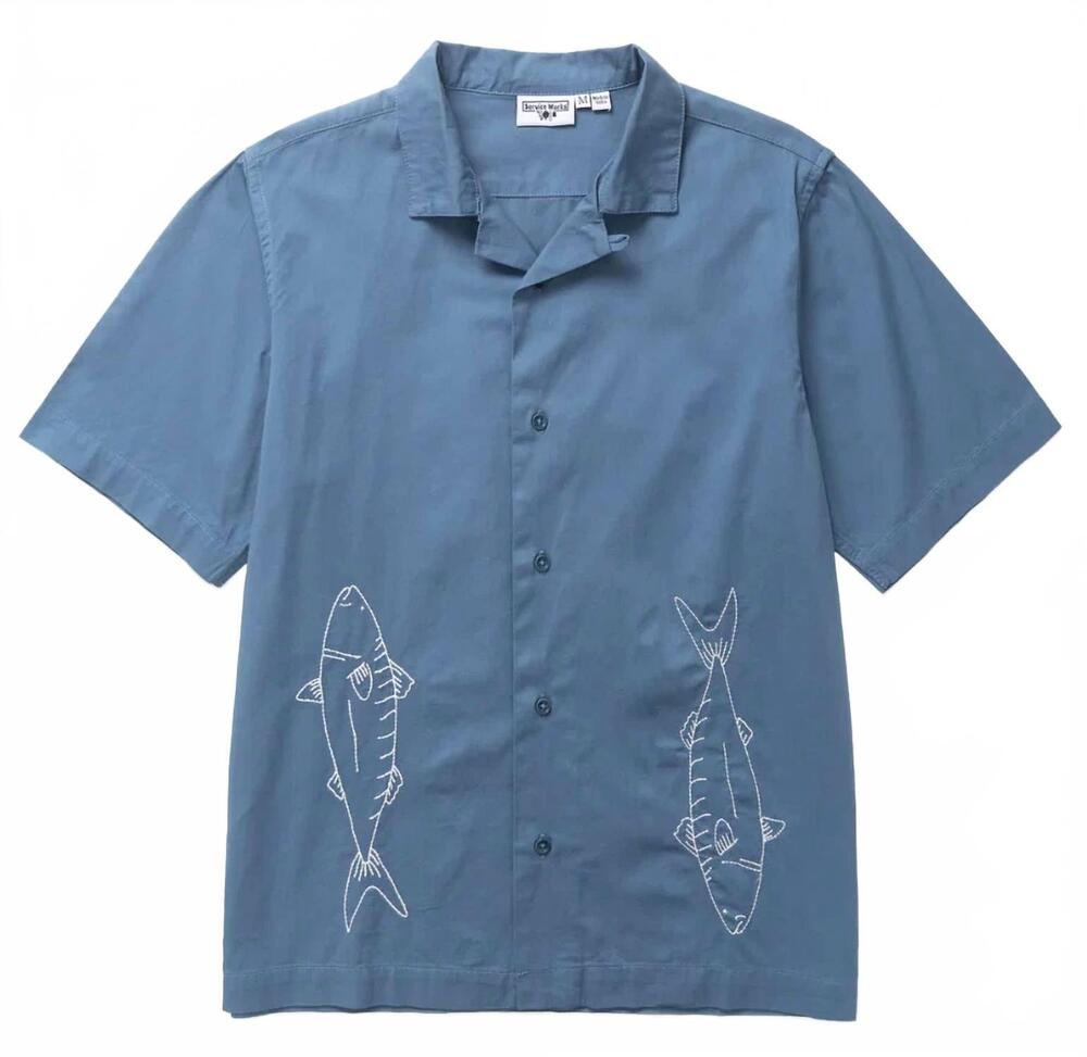 NEW SERVICE WORKS men's mackerel shirt in slate